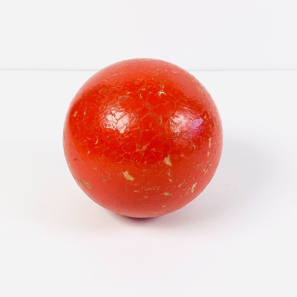 Decorative Vintage Wooden Ball - Orange - Picture 2 of 2